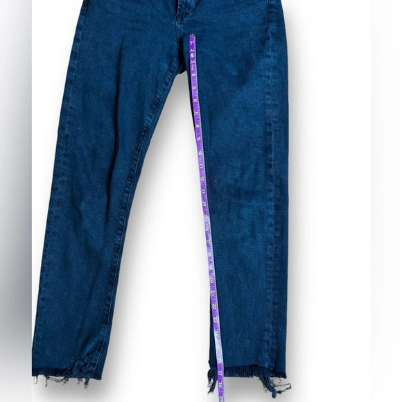 Agolde Toni Mid Rise Straight Jeans black distressed denim raw hem size 24 - Picture 7 of 11